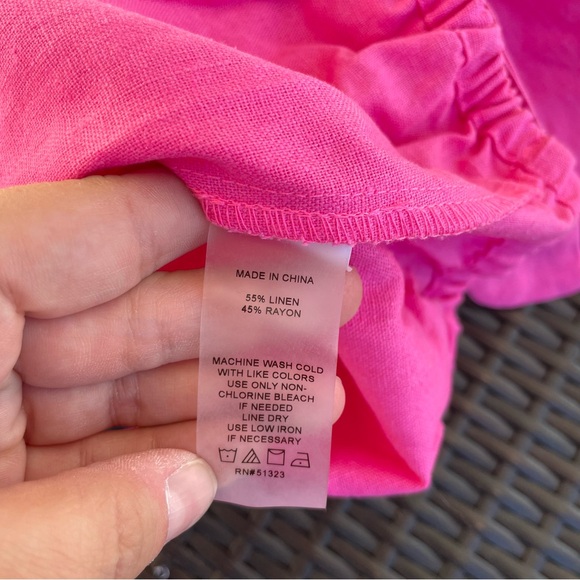 Vince Camuto Linen Off The Shoulder Bubble Sleeve Tie Front Blouse Size XL - Picture 10 of 11